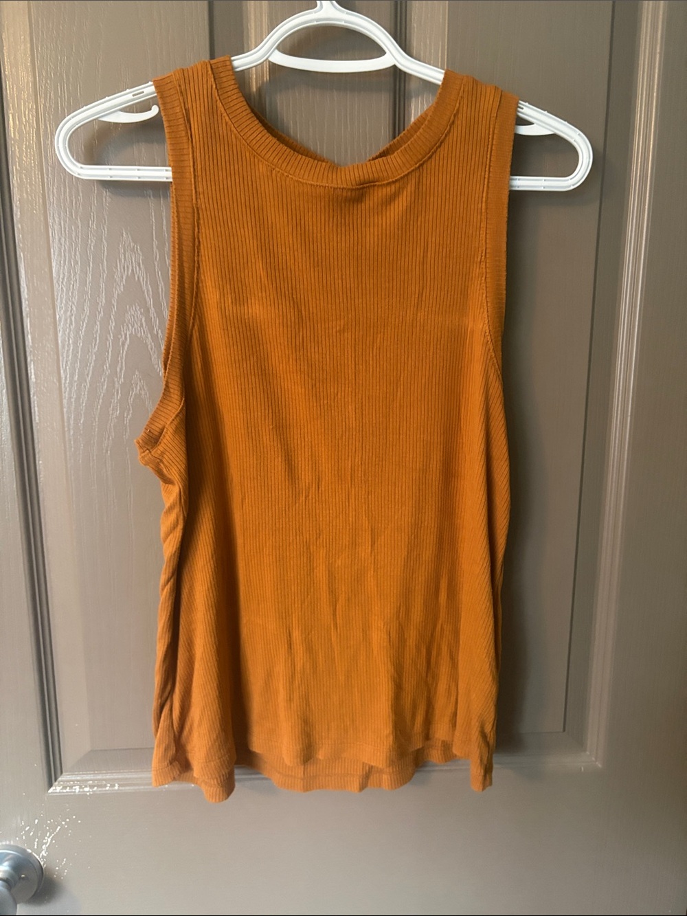 Sophie Grace Sleeveless Ribbed Tank Top - Rust Orange